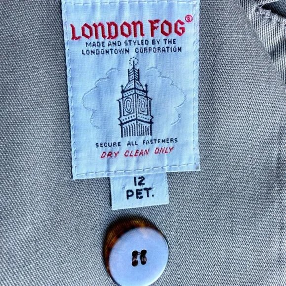 Vintage 90s London Fog Tan Gray Minimalist Staple Trench Maxi Coat 12 - Picture 8 of 8